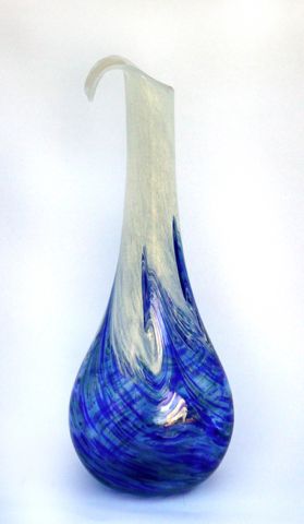 DB-410 Vase Blue & White Surf 13x5 $225 at Hunter Wolff Gallery